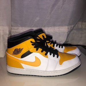 Nike Air Jordan 1 Mid 'University Gold" Sneaker size 11 gold black white